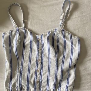 Abercrombie & Fitch Blue and White Tank Top Small